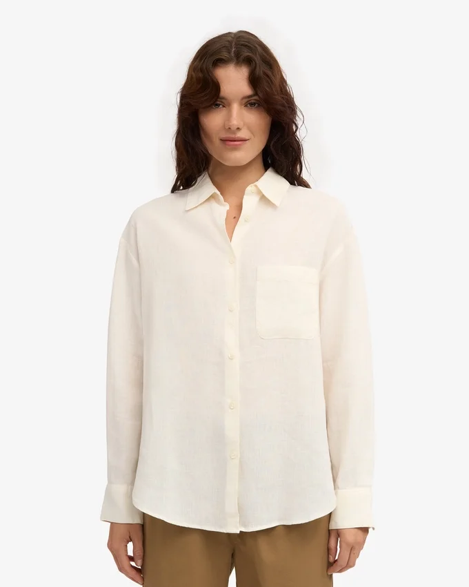 Camisas oversize de lino - Blanco marfil