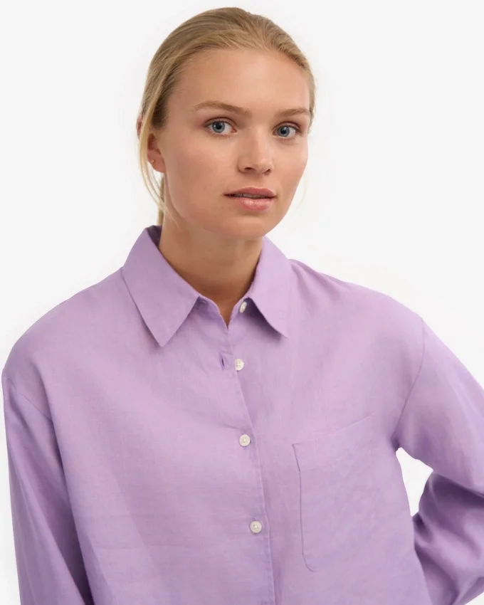 Camisas oversize de lino - Lavanda suave