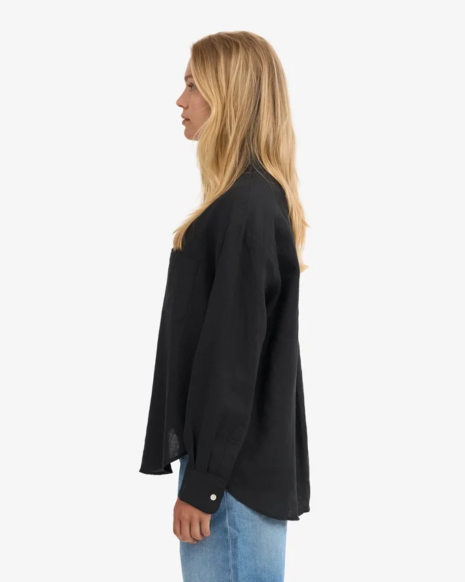 Camisas oversize de lino - Negro intenso