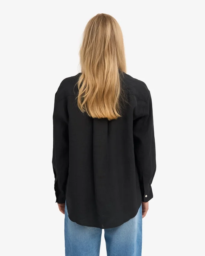 Camisas oversize de lino - Negro intenso