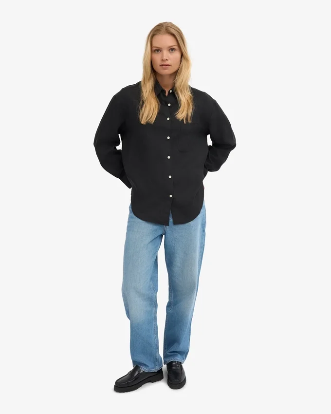 Camisas oversize de lino - Negro intenso