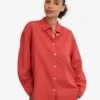 Camisas oversize de lino - Rojo mandarina