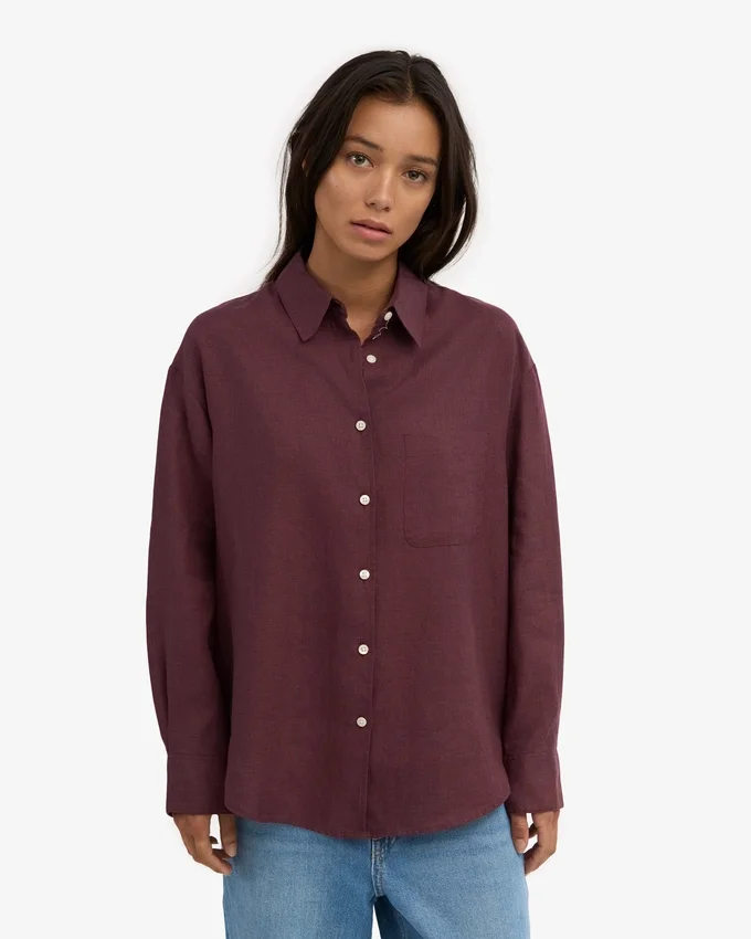 Camisas oversize de lino - Rojo sangre