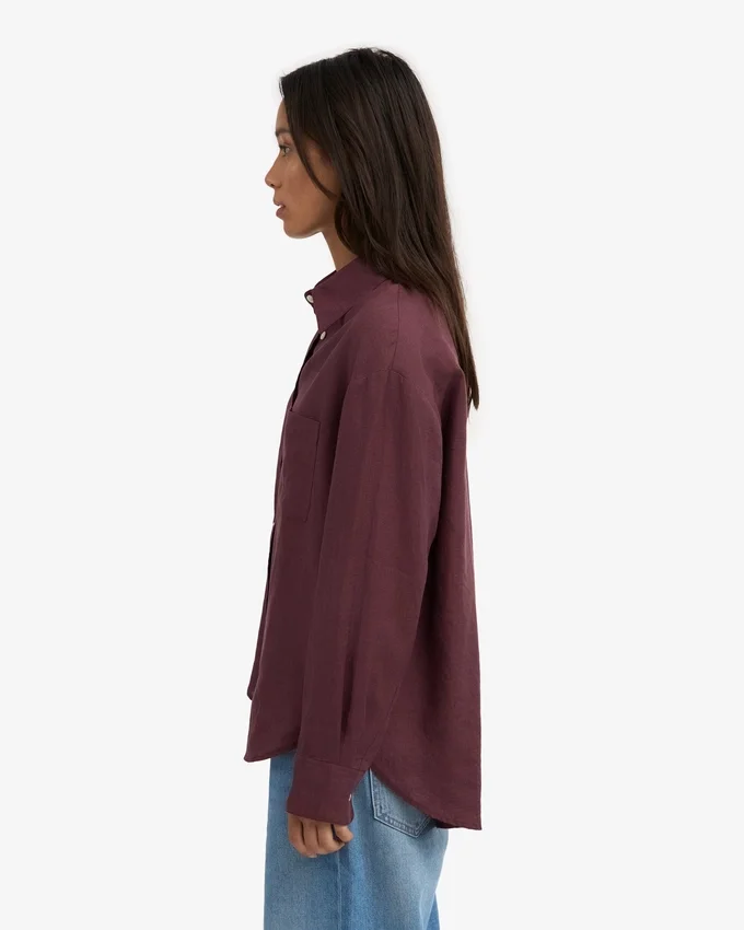 Camisas oversize de lino - Rojo sangre