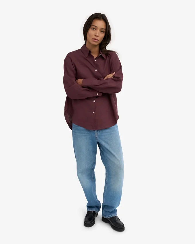 Camisas oversize de lino - Rojo sangre
