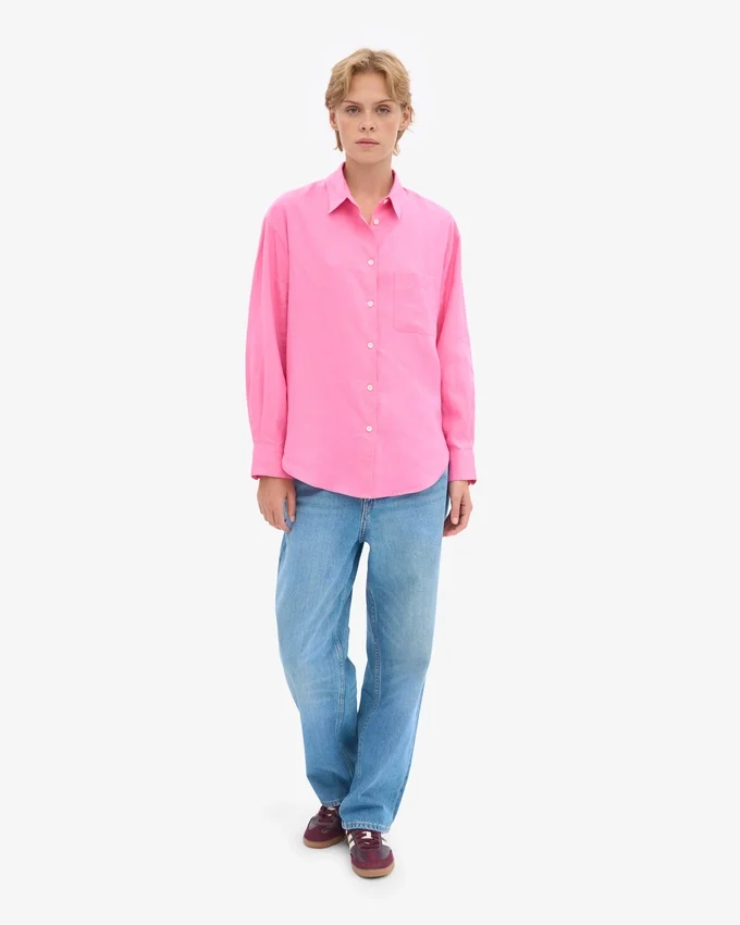 Camisas oversize de lino - Rosa chicle