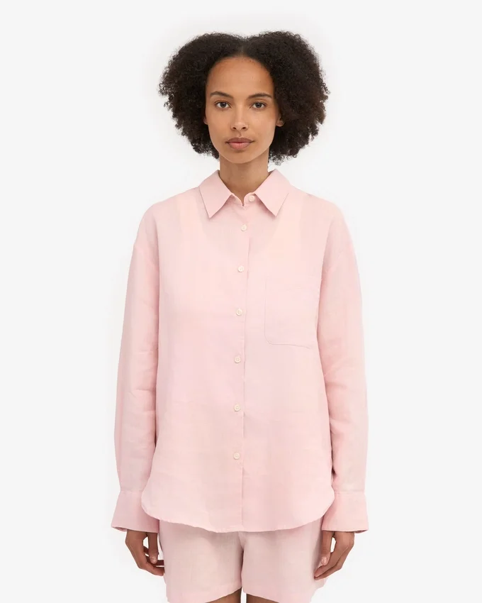 Camisas oversize de lino - Rosa deslavado