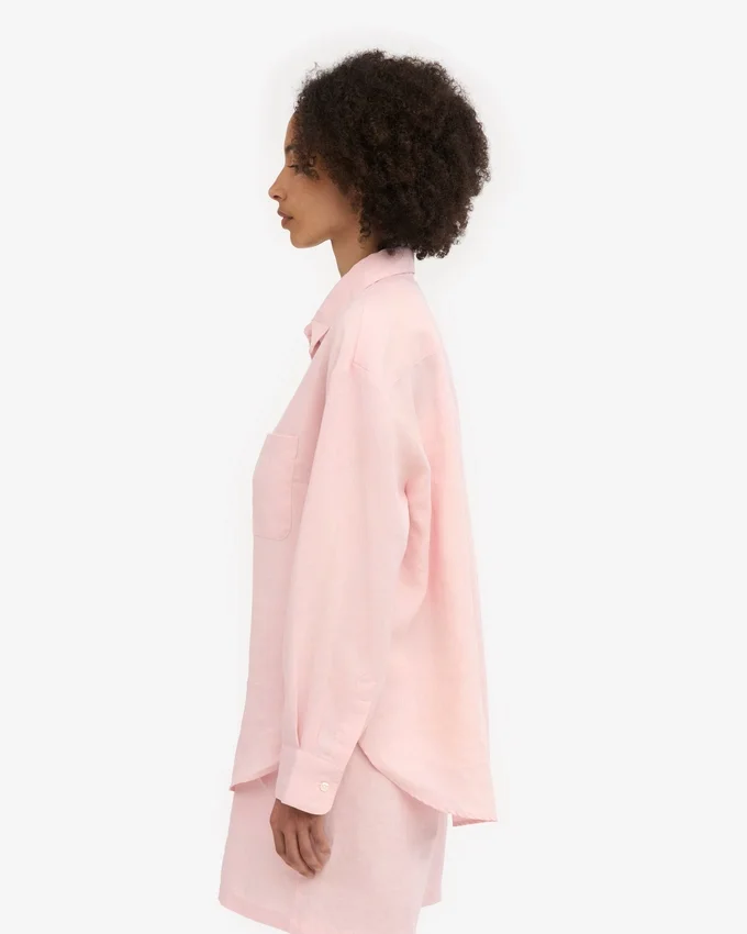 Camisas oversize de lino - Rosa deslavado