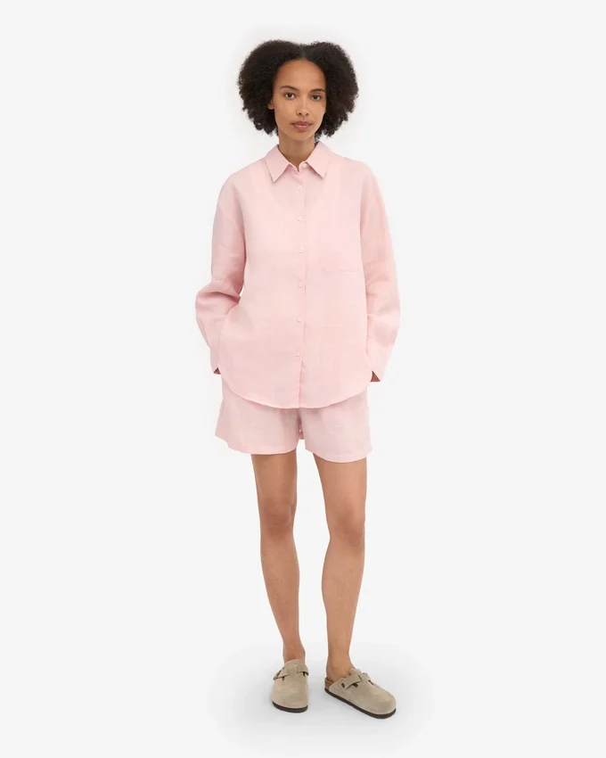 Camisas oversize de lino - Rosa deslavado