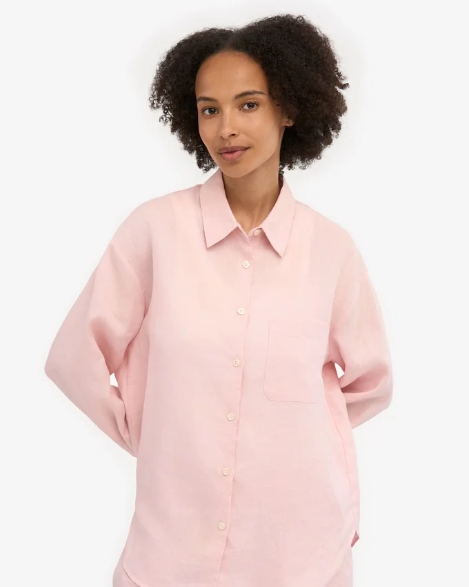 Camisas oversize de lino - Rosa deslavado