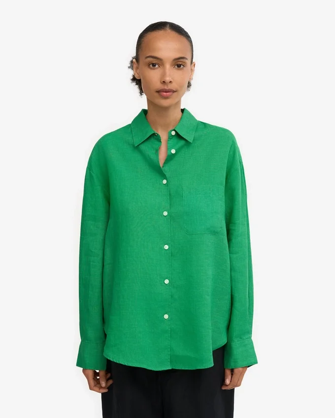 Camisas oversize de lino - Verde Kelly