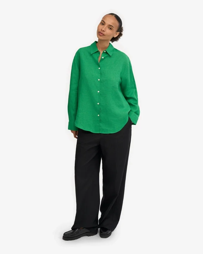 Camisas oversize de lino - Verde Kelly