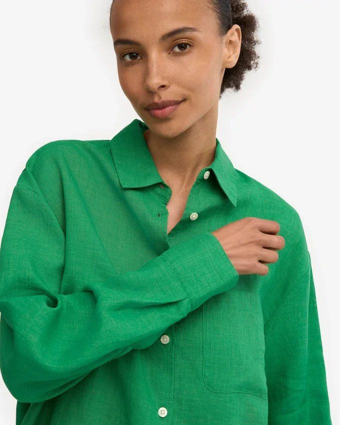 Camisas oversize de lino - Verde Kelly