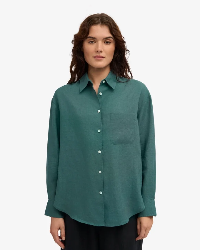 Camisas oversize de lino - Verde océano