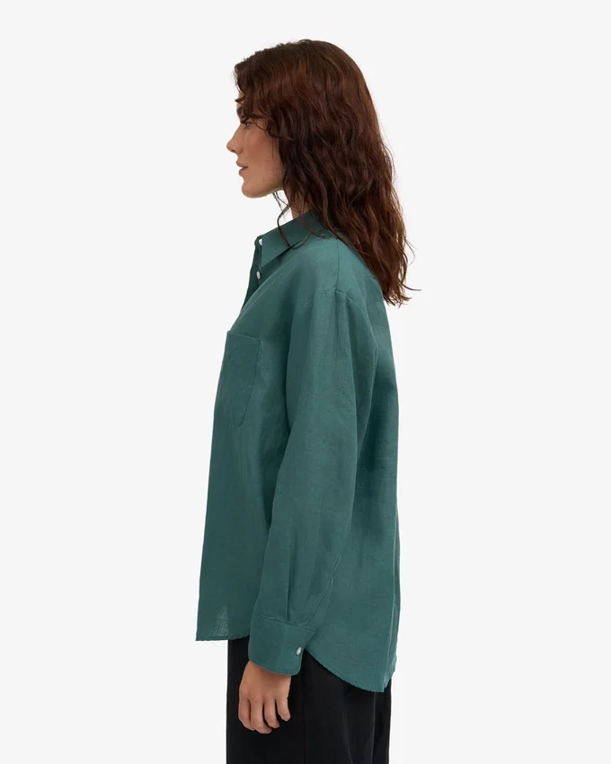 Camisas oversize de lino - Verde océano