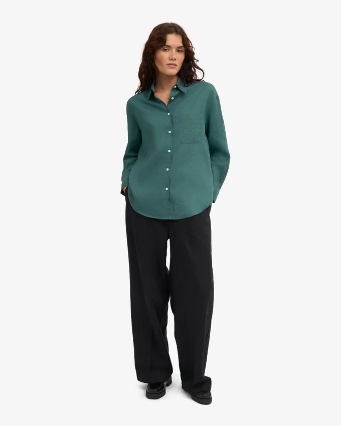 Camisas oversize de lino - Verde océano