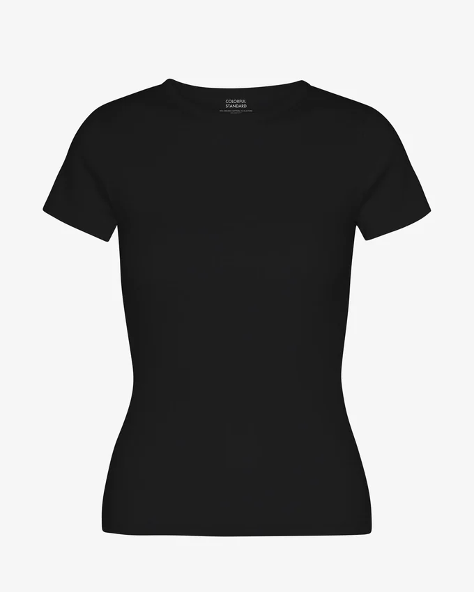 Camiseña orgánica con textura acanalada - Negro intenso
