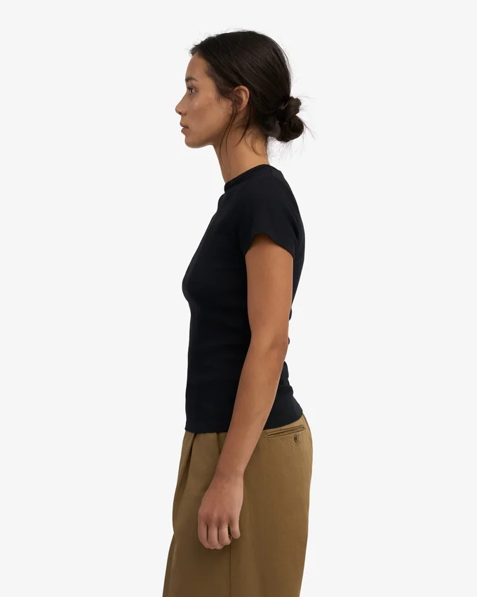 Camiseña orgánica con textura acanalada - Negro intenso
