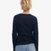 Camiseña orgánica de manga larga con diseño acanalado para mujer - Azul marino