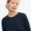 Camiseña orgánica de manga larga con diseño acanalado para mujer - Azul marino