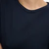 Camiseña orgánica de manga larga con diseño acanalado para mujer - Azul marino