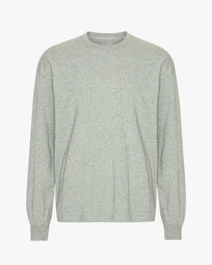 Camiseña orgánica de manga larga oversize - Gris jaspeado