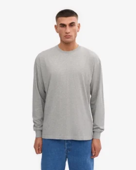 Camiseña orgánica de manga larga oversize – Gris jaspeado