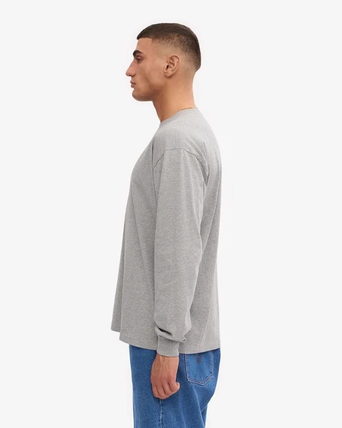 Camiseña orgánica de manga larga oversize - Gris jaspeado