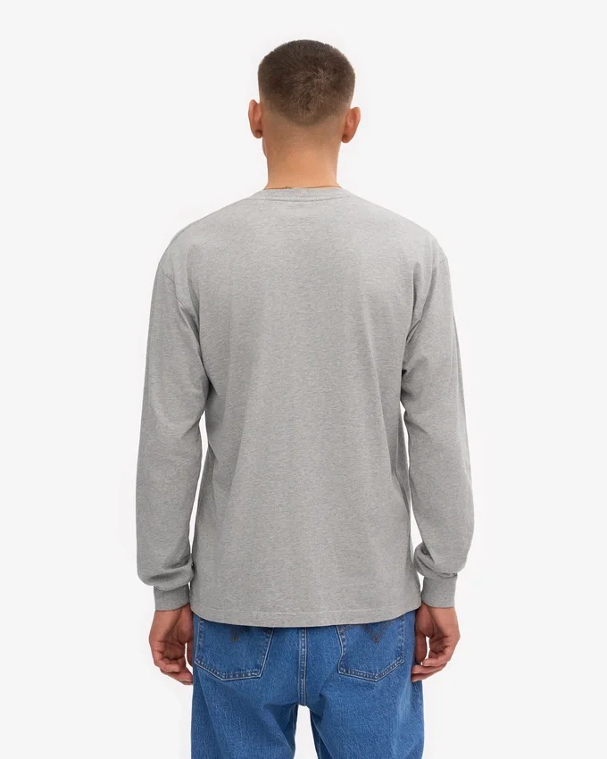 Camiseña orgánica de manga larga oversize - Gris jaspeado