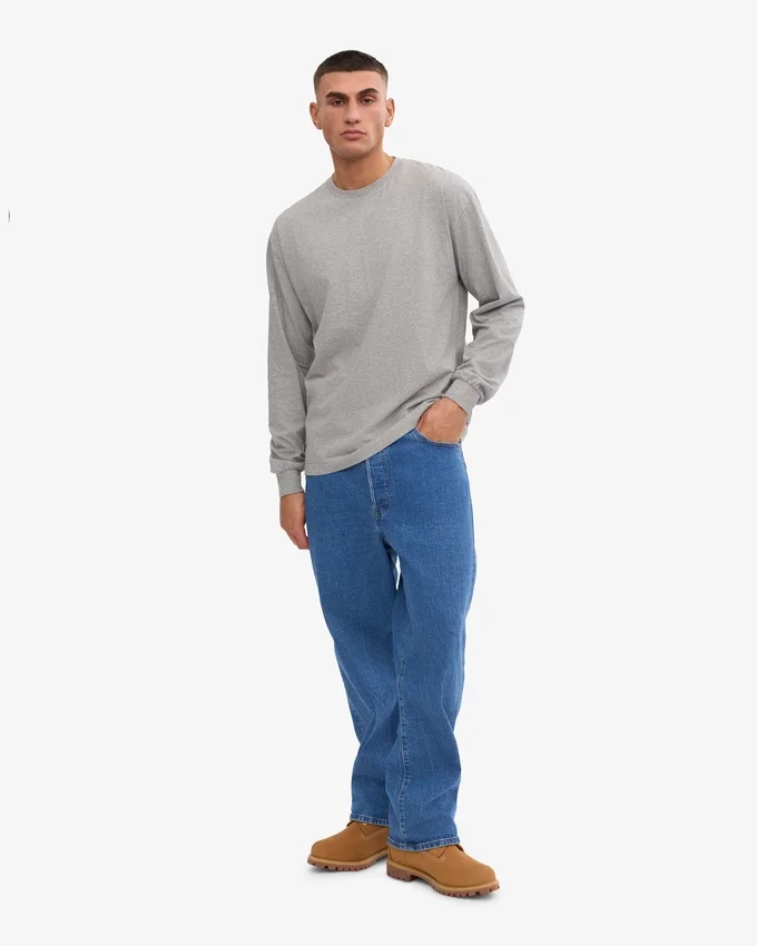 Camiseña orgánica de manga larga oversize - Gris jaspeado