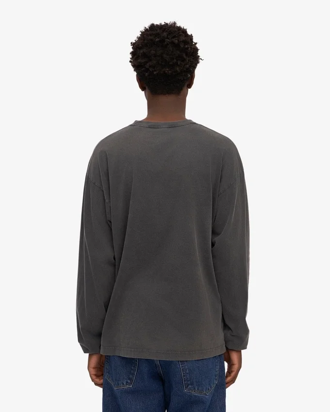 Camiseña orgánica de manga larga oversize - Negro descolorido