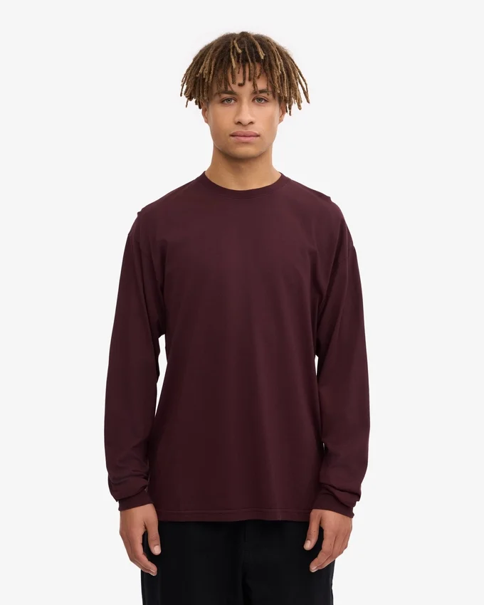 Camiseña orgánica de manga larga oversize - Rojo sangre