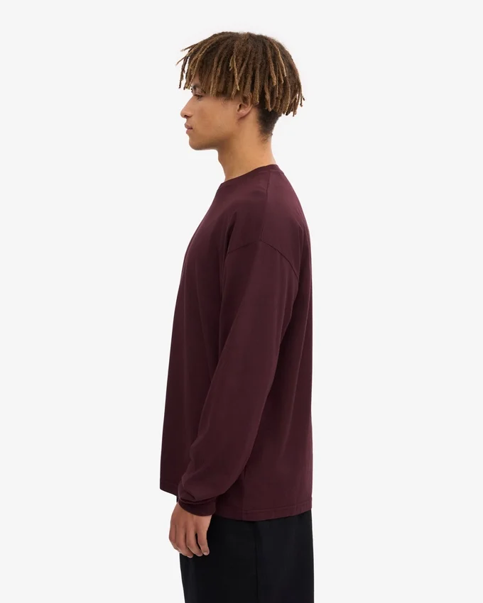 Camiseña orgánica de manga larga oversize - Rojo sangre