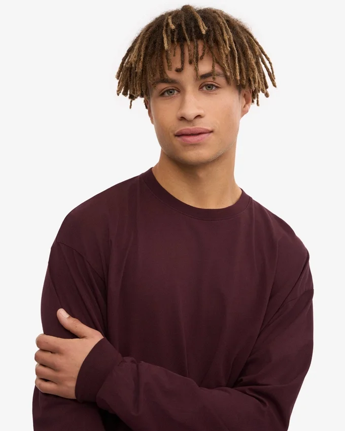 Camiseña orgánica de manga larga oversize - Rojo sangre