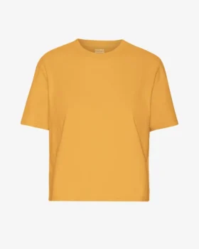 Camiseta corta de corte cuadrado orgánica - Amarillo quemado