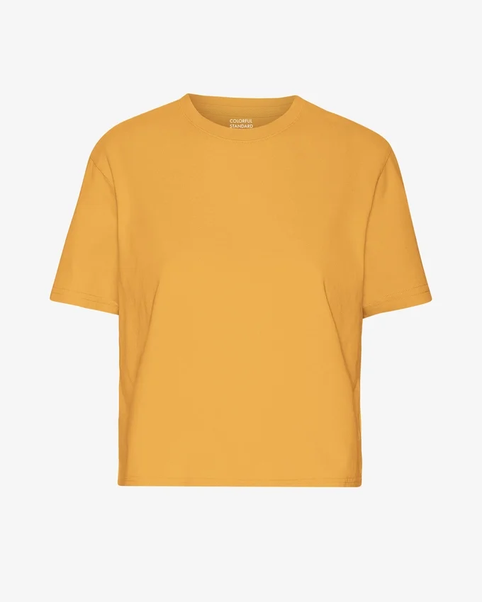 Camiseta corta de corte cuadrado orgánica - Amarillo quemado