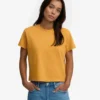 Camiseta corta de corte cuadrado orgánica - Amarillo quemado