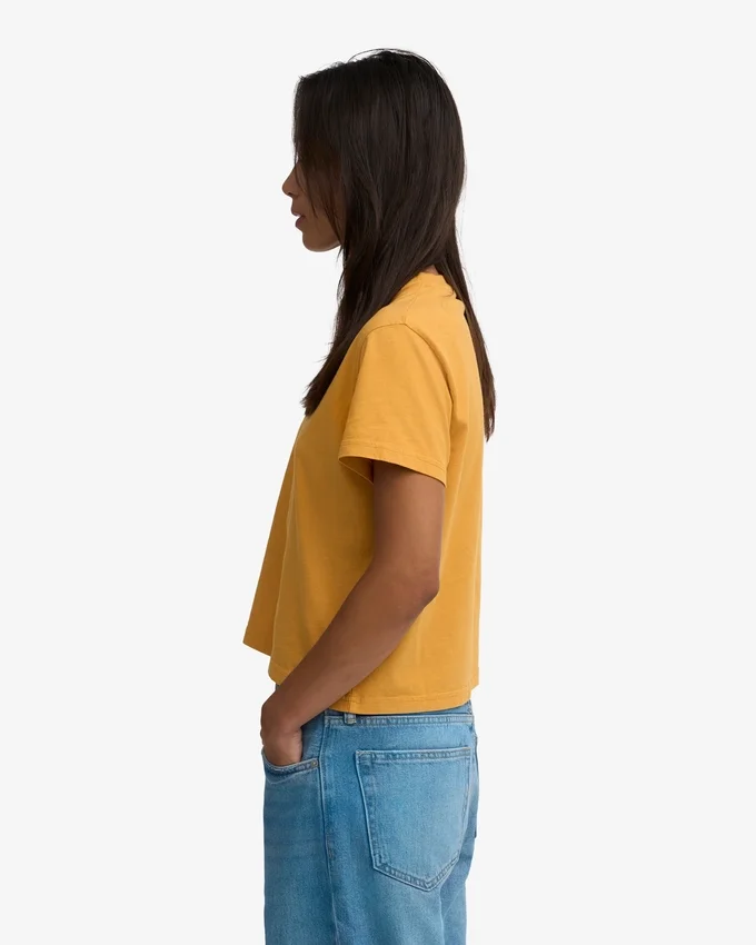 Camiseta corta de corte cuadrado orgánica - Amarillo quemado