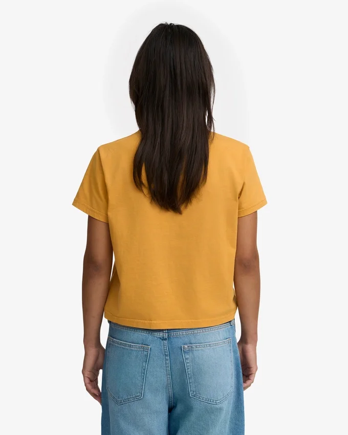 Camiseta corta de corte cuadrado orgánica - Amarillo quemado