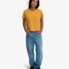 Camiseta corta de corte cuadrado orgánica - Amarillo quemado