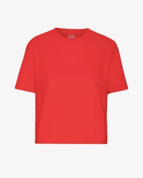 Camiseta corta de corte cuadrado orgánica - Rojo mandarina