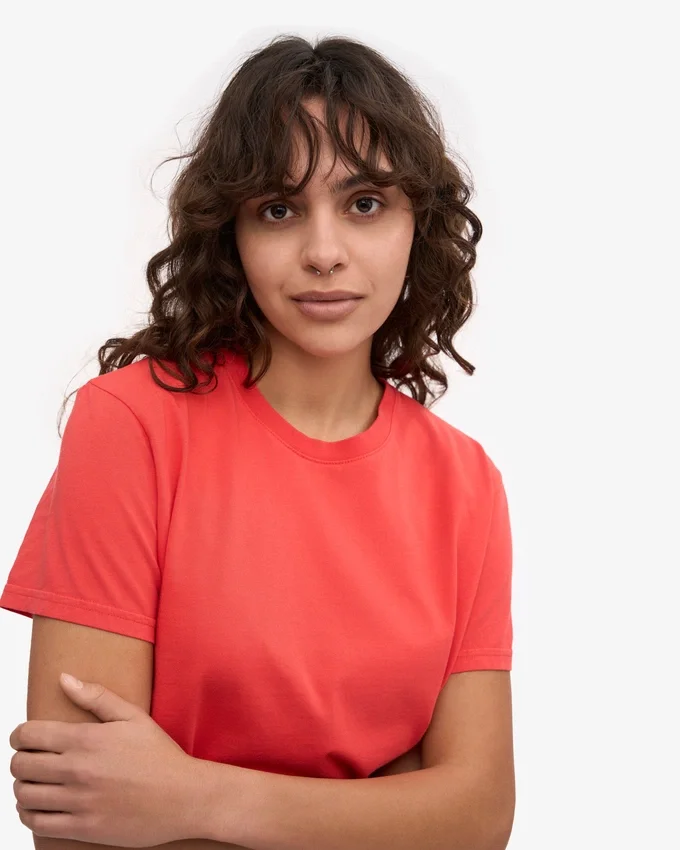 Camiseta corta de corte cuadrado orgánica - Rojo mandarina