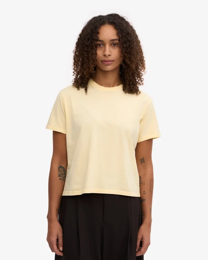 Camiseta corta holgada orgánica - Amarillo suave
