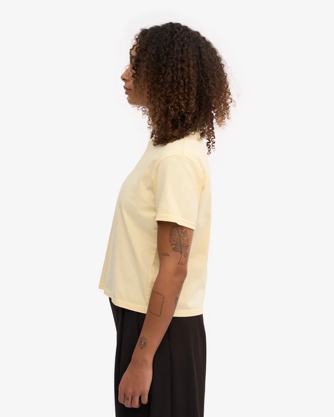 Camiseta corta holgada orgánica - Amarillo suave