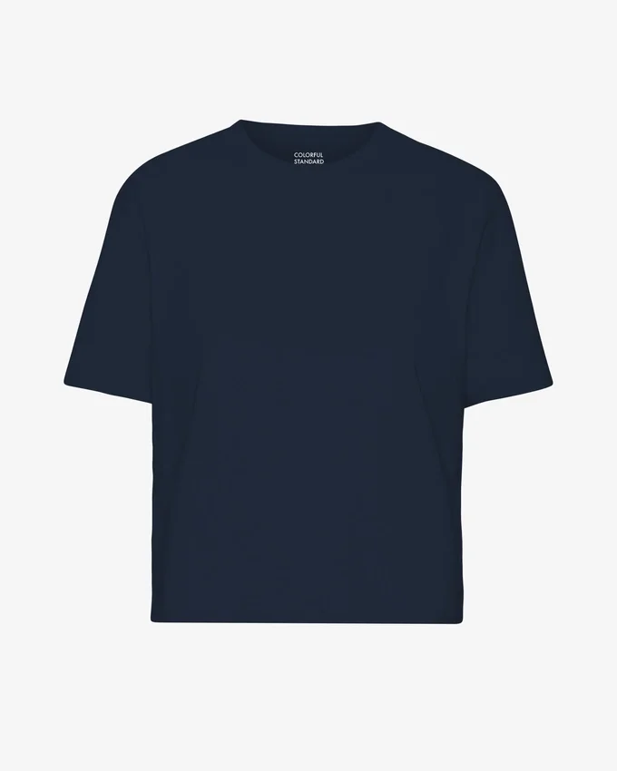 Camiseta corta holgada orgánica - Azul marino