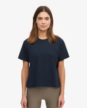 Camiseta corta holgada orgánica – Azul marino