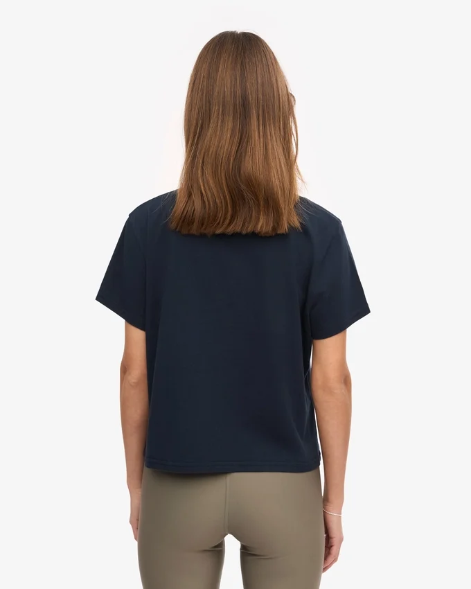 Camiseta corta holgada orgánica - Azul marino
