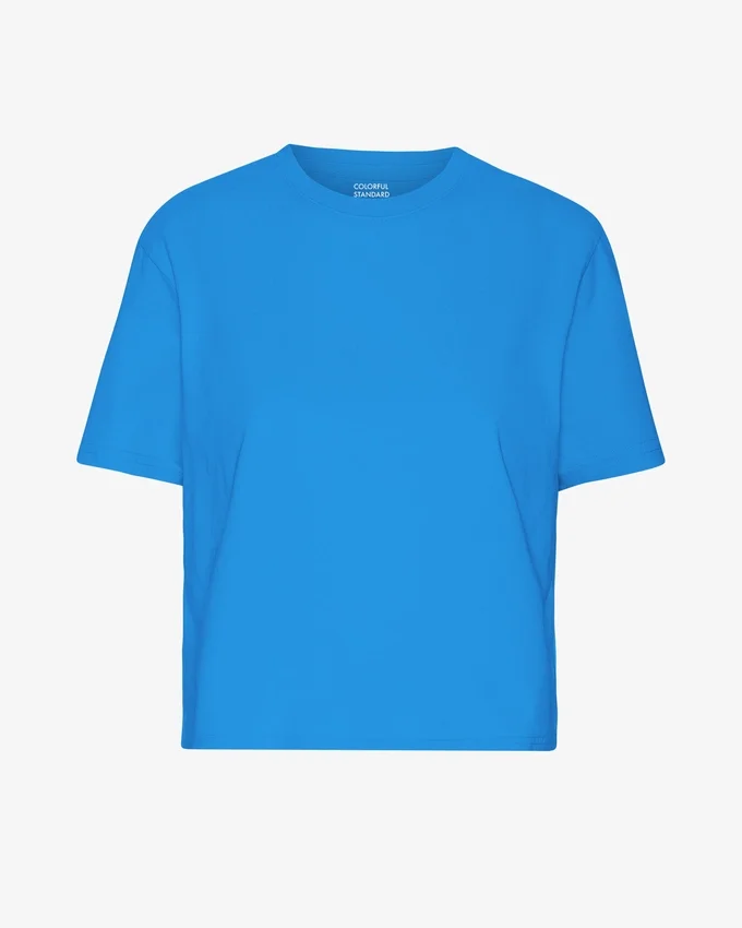 Camiseta corta holgada orgánica - Azul Pacífico