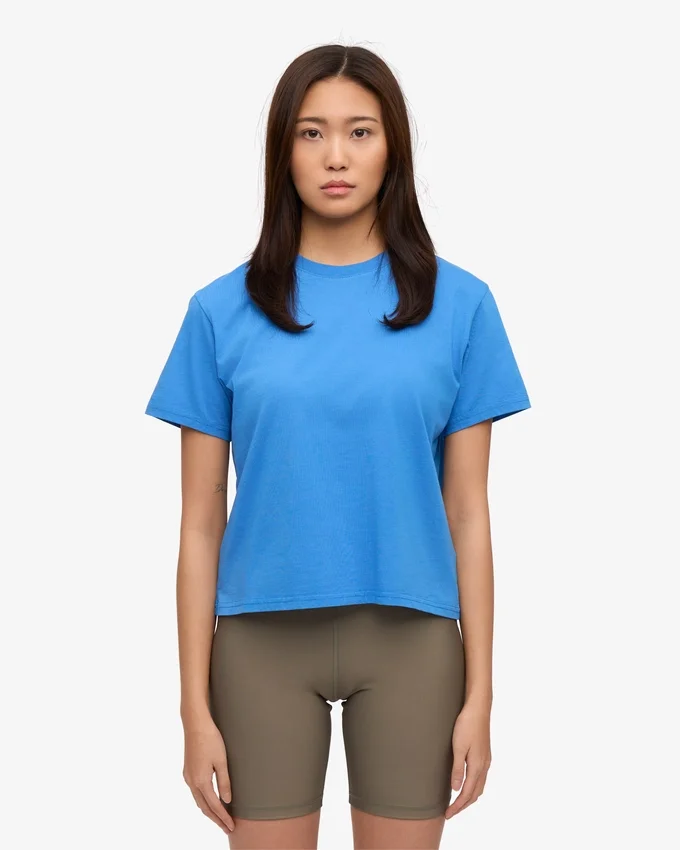 Camiseta corta holgada orgánica - Azul Pacífico