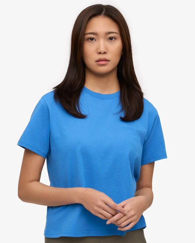 Camiseta corta holgada orgánica - Azul Pacífico